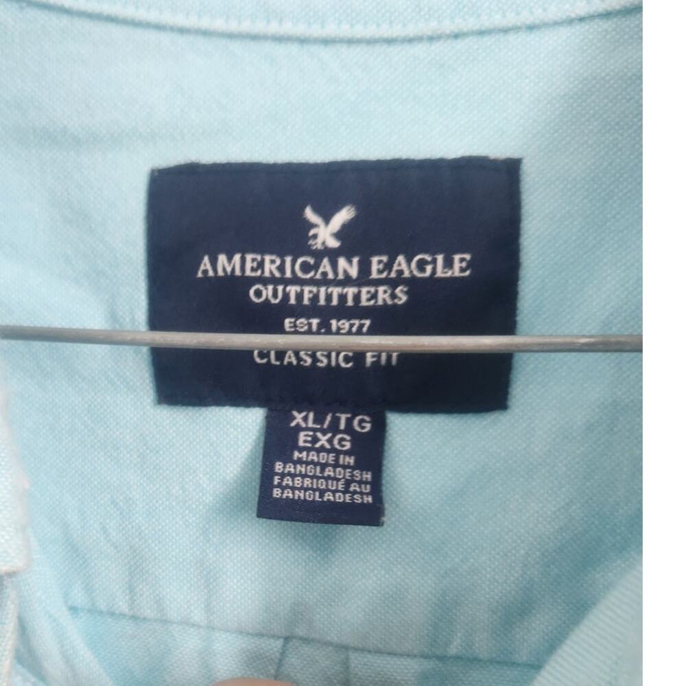 American Eagle Blue Long Sleeve Button Down Top Womens Size Extra Large XL - Picture 3 of 3